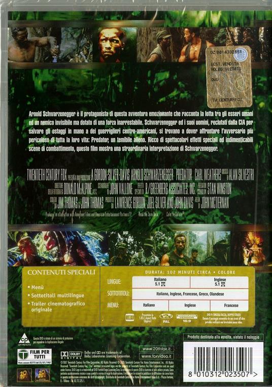 Predator di John McTiernan - DVD - 2