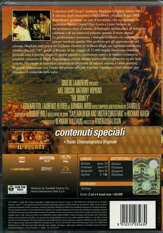 Il Bounty di Roger Donaldson - DVD - 2