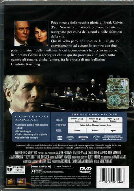 Il verdetto<span>.</span> Edizione speciale di Sidney Lumet - DVD - 2