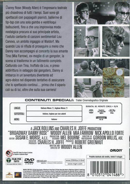 Broadway Danny Rose di Woody Allen - DVD - 2