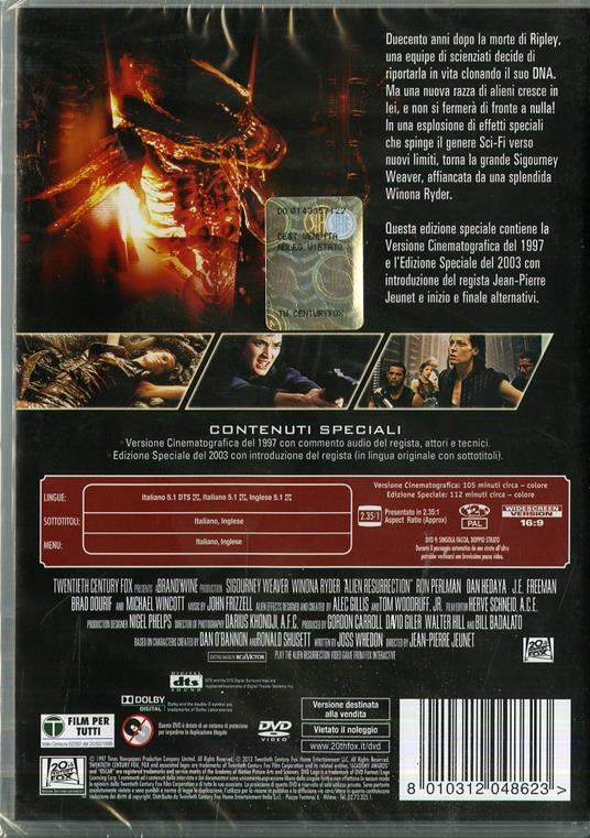 Alien. La clonazione. Special Edition (2 DVD) di Jean-Pierre Jeunet - 2