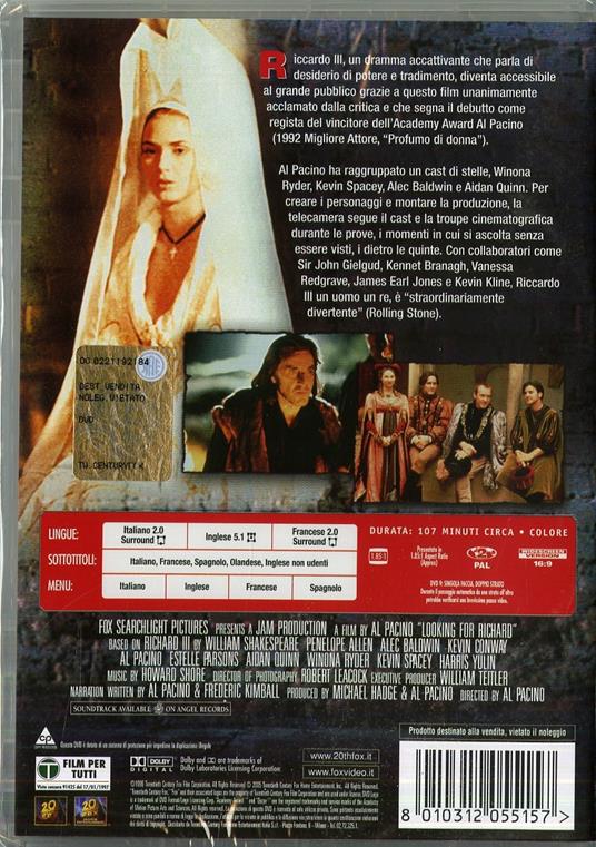 Riccardo III, un uomo, un Re di Al Pacino - DVD - 2