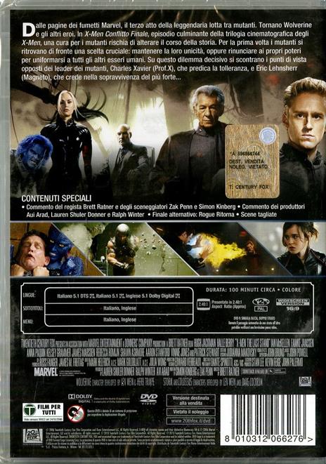 X-Men. Conflitto finale di Brett Ratner - DVD - 2