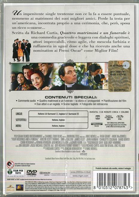 Quattro matrimoni e un funerale di Mike Newell - DVD - 2