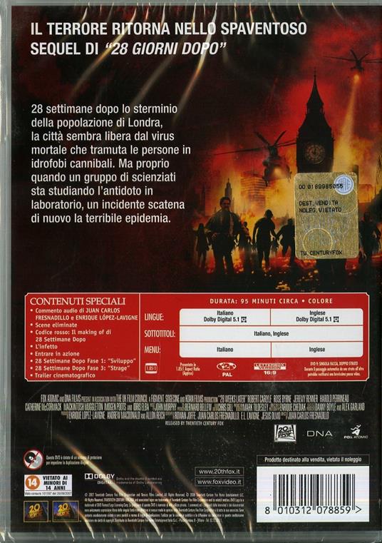 28 settimane dopo di Juan Carlos Fresnadillo - DVD - 2