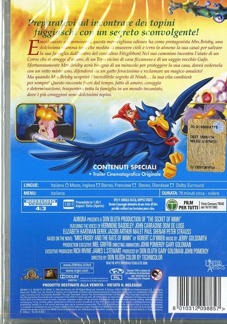 Brisby e il segreto di Nimh di Don Bluth - DVD - 2