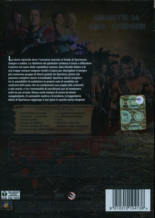 Spartacus. La vendetta. Stagione 2 (4 DVD) di Michael Hurst,Jesse Warn,Brendan Maher,Mark Beesley - DVD - 2