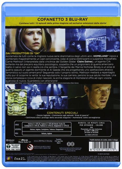 Homeland. Stagione 1 (3 Blu-ray) di Michael Cuesta,Clark Johnson,Jeffrey Nachmanoff - Blu-ray - 2