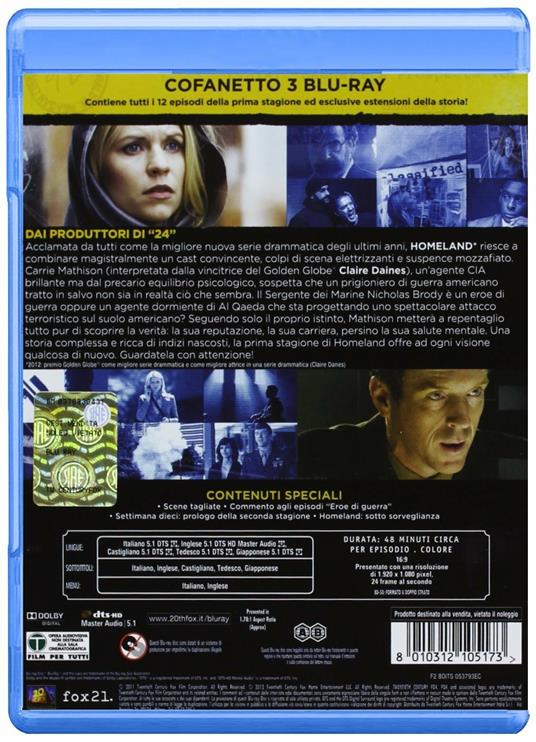 Homeland. Stagione 1 (3 Blu-ray) di Michael Cuesta,Clark Johnson,Jeffrey Nachmanoff - Blu-ray - 2