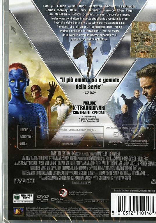 X-Men. Giorni di un futuro passato di Bryan Singer - DVD - 2