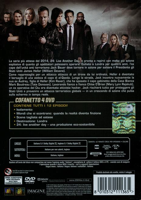 24: Live Another Day (4 DVD) di Jon Cassar,Milan Cheylov,Adam Kane,Omar Madha - DVD - 2