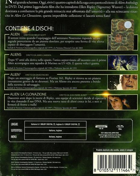 Alien Quadrilogy (4 DVD) di James Cameron,David Fincher,Jean-Pierre Jeunet,Ridley Scott - 2