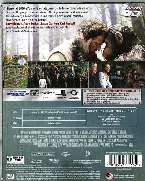 Apes Revolution. Il pianeta delle scimmie. Limited Edition (Blu-ray + Blu-ray 3D) di Matt Reeves - Blu-ray + Blu-ray 3D - 2