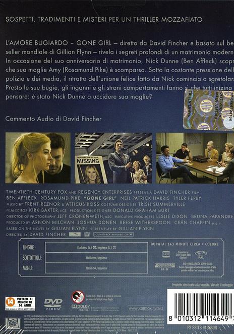 L' amore bugiardo. Gone Girl di David Fincher - DVD - 2