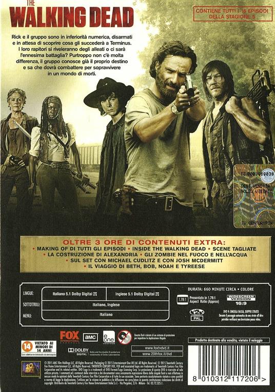 The Walking Dead. Stagione 5. Serie TV ita (5 DVD) di Greg Nicotero,Guy Ferland,Daniel Sackheim - DVD - 2