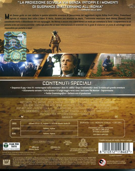 Sopravvissuto. The Martian 3D (Blu-ray + Blu-ray 3D) di Ridley Scott - 2