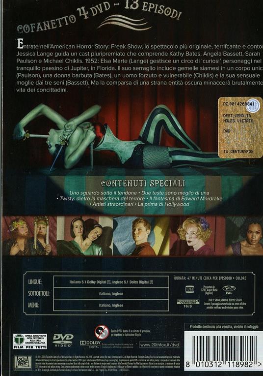 American Horror Story. Stagione 4 (4 DVD) di Alfonso Gomez-Rejon,Bradley Buecker,Michael Uppendahl - DVD - 2