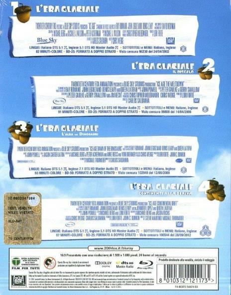 L' era glaciale 1, 2, 3, 4 (DVD + 4 Blu-ray) di Steve Martino,Carlos Saldanha,Mike Thurmeier,Chris Wedge - 3