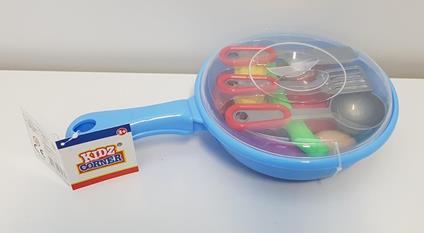 Padella con cibi e mestoli 3 assortite