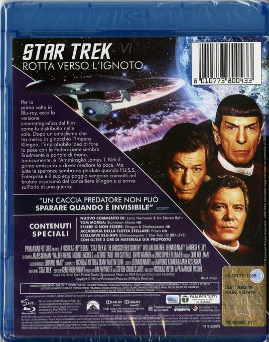 Star Trek VI. Rotta verso l'ignoto di Nicholas Meyer - Blu-ray - 2