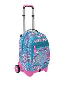 Cartoleria Zaino Trolley Jack-2WD Seven 7.1 Wild Feeling Tyle. Azzurro-Rosa Seven