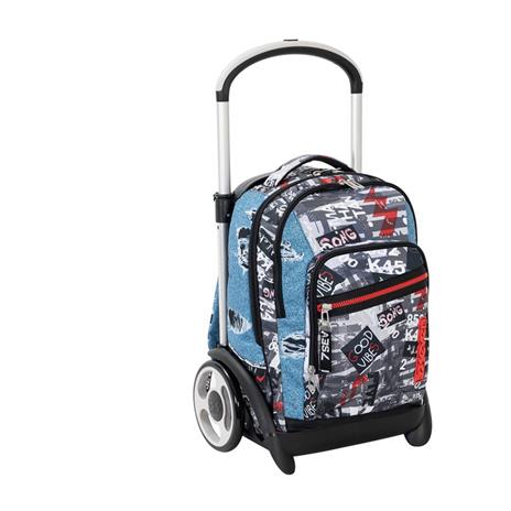 Zaino Trolley Trye Seven 7.1 Urban Rock Jet Black. Nero-Azzurro - 5