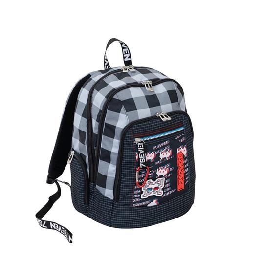 Zaino scuola Advanced Seven 7.1 Space Check Jet Black. Nero-Grigio