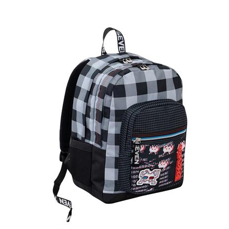 Zaino scuola Freethink Seven 7.1 Space Check Jet Black. Nero-Grigio - 3