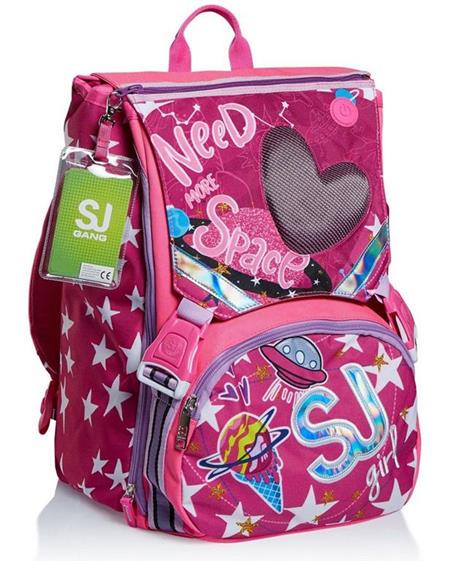 Zaino scuola sdoppiabile Big Seven SJ Gang Ledtech Girl Fluo Fuxia. Rosa