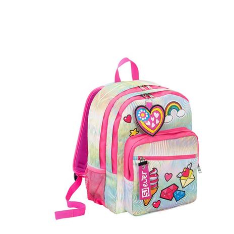 Zaino scuola doppio scomparto Seven SJ Ever Rainbow Optical White. Rosa-Bianco