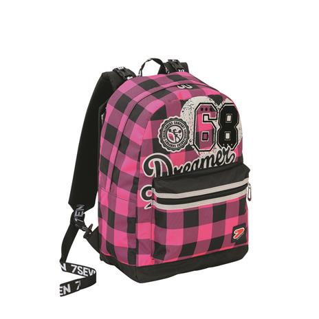 Zaino scuola reversibile Seven The Double College Girl Fluo Fuxia. Rosa-Grigio. Con cuffie wireless - 3