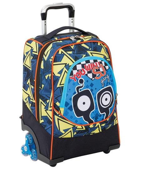 Zaino Trolley 3 Wheels SJ Facce da SJ, Boy, Jet Black - 37x51x25 cm - 2