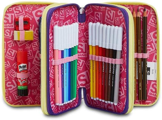 Astuccio 3 zip SJ Gang Multicolor Girl - 20x12,5x7 cm - 2