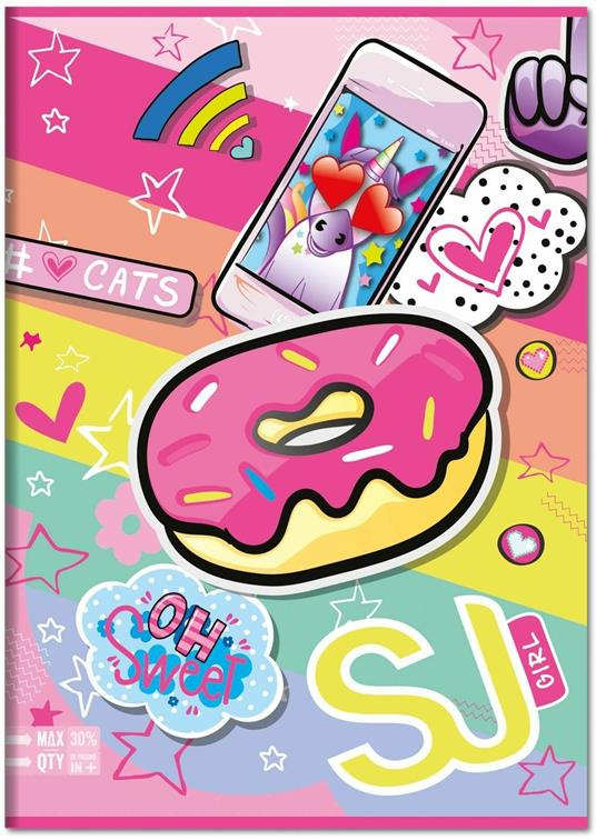 Quaderno Maxi A4 SJ Gang Girl 100 gr - Quadretti grandi 5 mm con margine