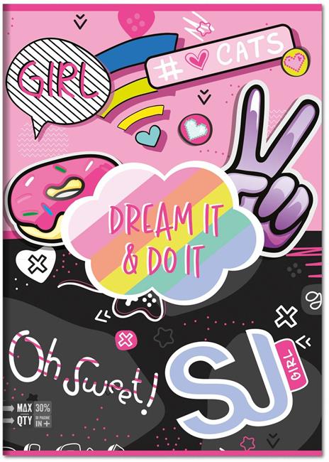 Quaderno Maxi A4 SJ Gang Girl 100 gr - Quadretti grandi 5 mm con margine - 2
