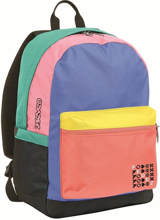 Zaino scuola monoscomparto. Fedez per Seven, assortito - 32 x 44 x 15 cm - 2