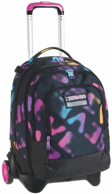 Zaino scuola Trolley Jack 2wd-Detach Seven Melt Girl, Jet Black, 47 lt - 33 x 52 x 31 cm