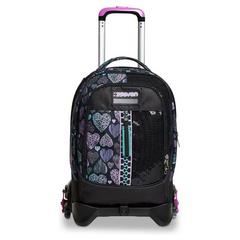 Zaino scuola Trolley Jack-3wd Seven Patchyheart Girl, Jet Black, 34 lt - 37 x 51 x 27 cm