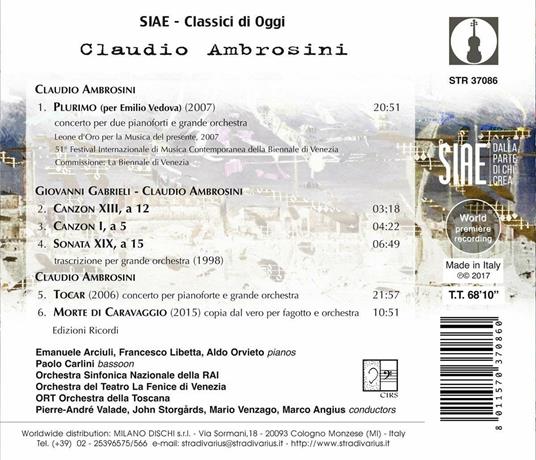 Plurimo. Concerto per due pianoforti e grande orchestra - CD Audio di Claudio Ambrosini - 2