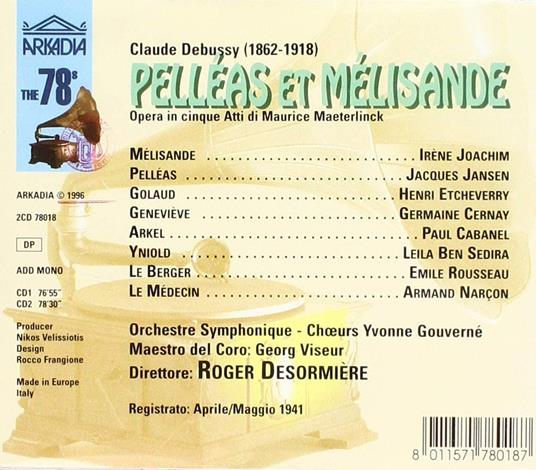 Pelleas Et Melisande Jansen - Joachim - CD Audio di Claude Debussy - 2