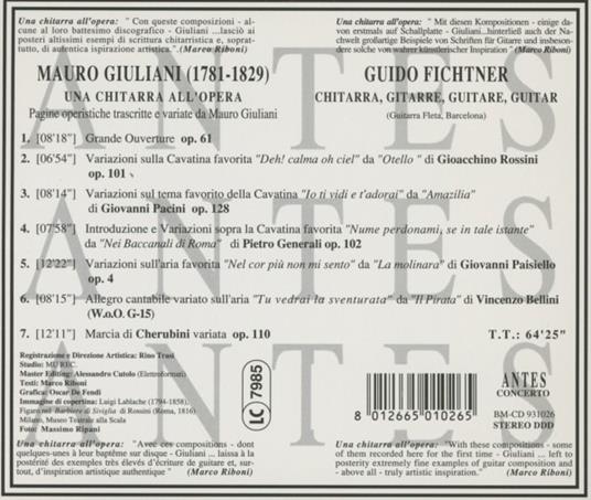 A Guitar At The Opera - CD Audio di Mauro Giuliani,Guido Fichtner - 2