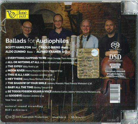 Ballads for Audiophiles - SuperAudio CD ibrido di Scott Hamilton,Paolo Birro,Aldo Zunino,Alfred Kramer - 2