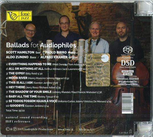 Ballads for Audiophiles - SuperAudio CD ibrido di Scott Hamilton,Paolo Birro,Aldo Zunino,Alfred Kramer - 2