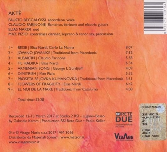 Aktè - CD Audio di Claudio Farinone,Fausto Beccalossi,Elias Nardi,Max Pizio - 2