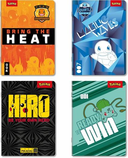 Quaderno Maxi Pokemon.  Righe 1-2 elementare