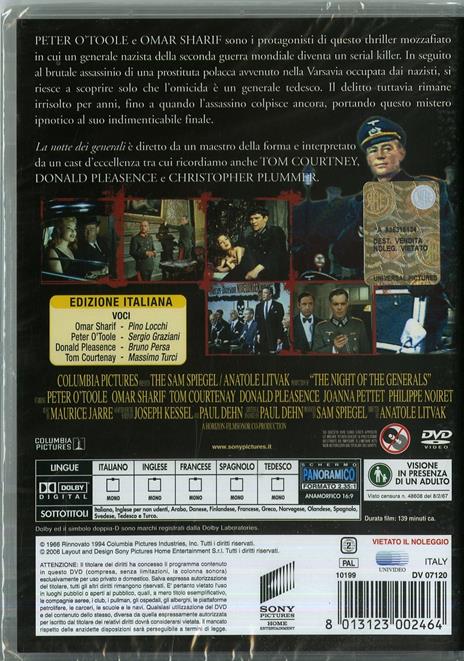 La notte dei generali di Anatole Litvak - DVD - 2