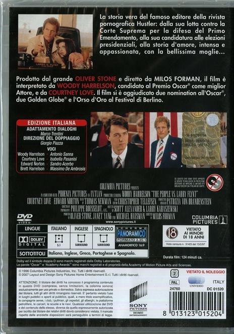 Larry Flint oltre lo scandalo di Milos Forman - DVD - 2
