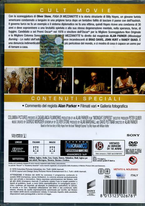 Fuga di mezzanotte<span>.</span> 30th Anniversary Edition di Alan Parker - DVD - 2