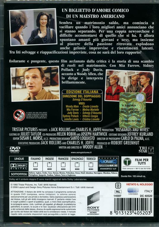 Mariti e mogli di Woody Allen - DVD - 2