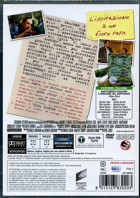 Il ladro di orchidee (DVD) di Spike Jonze - DVD - 2